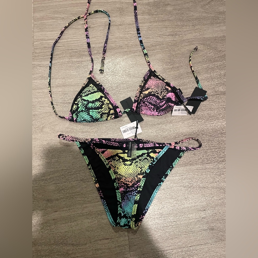 New Kendall & Kylie Vibrant Snake Print Bikini M